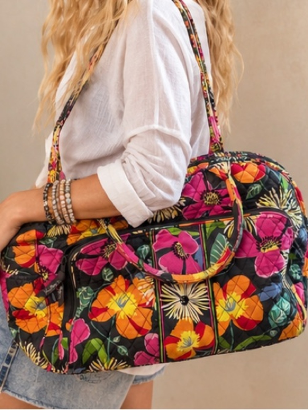 Vera Bradley Quilted Floral Travel Bag in Pink, Orange, Yellow ❤️